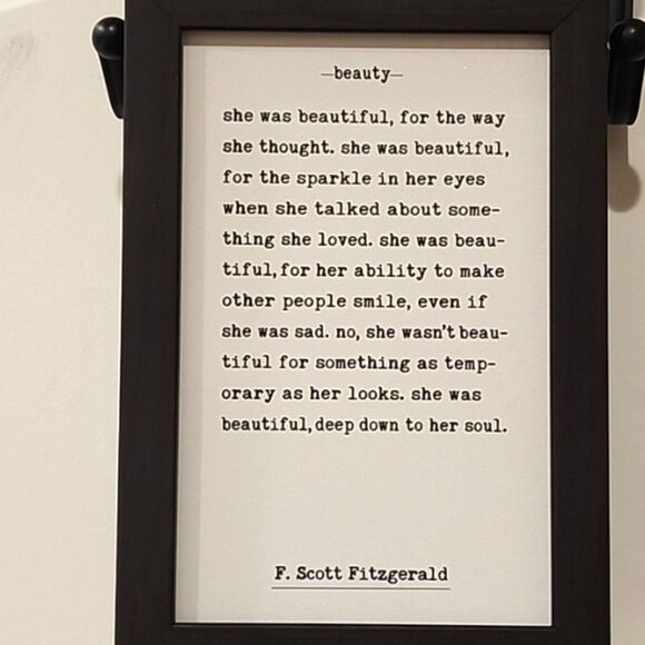 Petal Lane Homes "Beauty" Scott Fitzgerald Wooden Framed Wall Decor - Picture 5 of 7